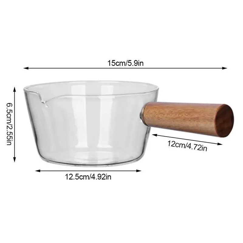 400/600ml Glass Milk Pot Home Kitchen Gas Stove Cookware Noodle Porridge Cooking Pot Transparent Fruit Salad Bowl Heat Resistant