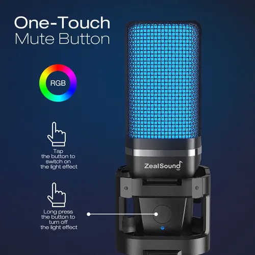 Zealsound RGB USB 콘덴서 게임용 마이크, 컴퓨터 전문 마이크, PC, PS4, PS5, 맥, 휴대폰 녹음, 스트리밍 팟캐스트용 2