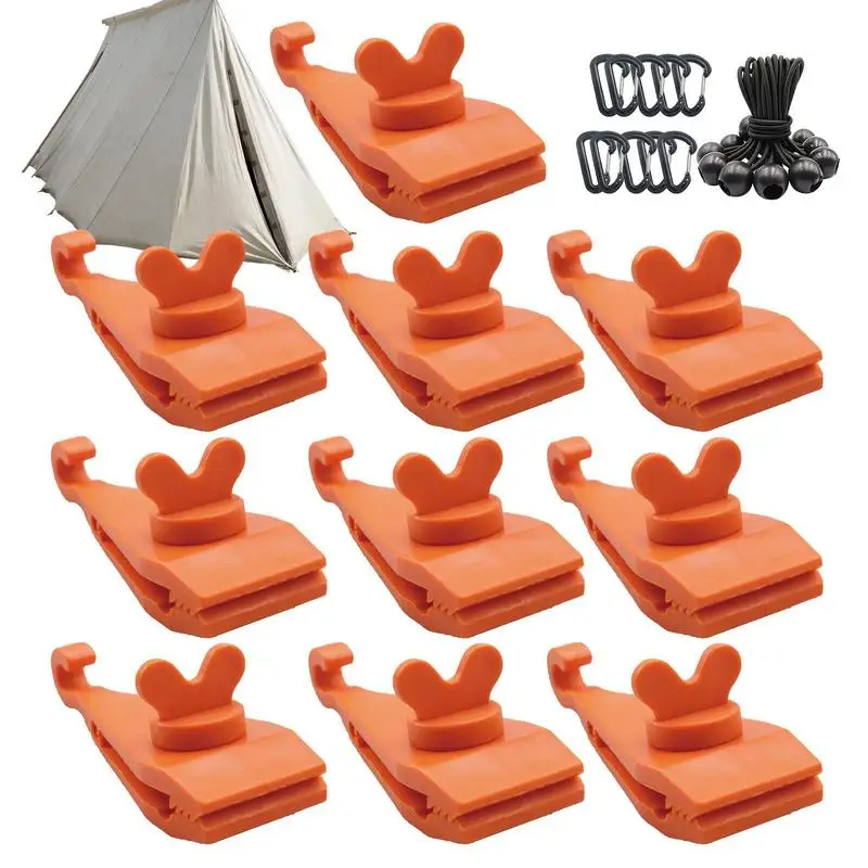 

Брезентовые зажимы, зажимы, многофункциональные регулируемые брезентовые зажимы, нейлоновые брезентовые зажимы с 10 черными шнурами для эргономичного освещения бассейна