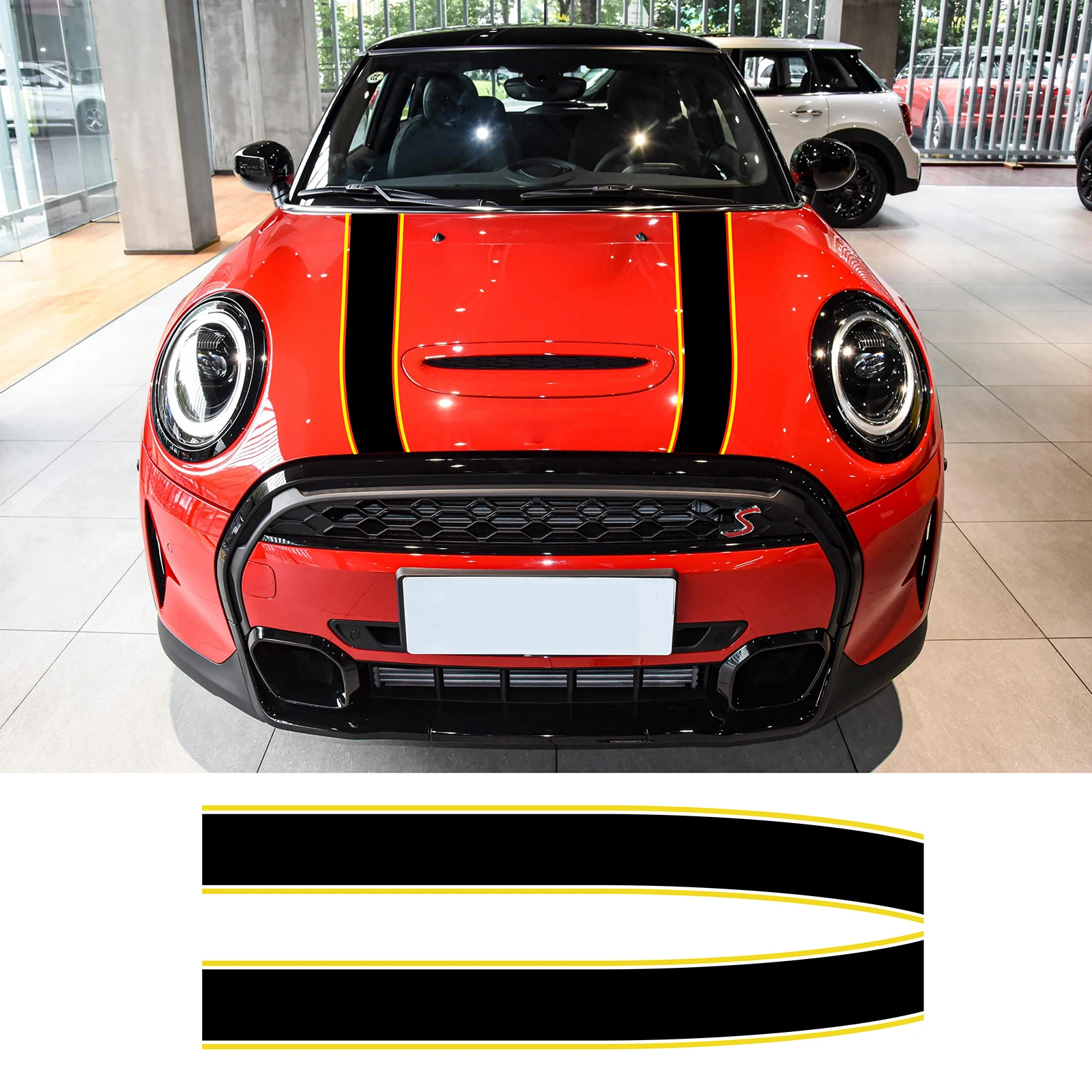 1pairCarHoodRacingStripeStickersApplyforCoopersjcwr55r56