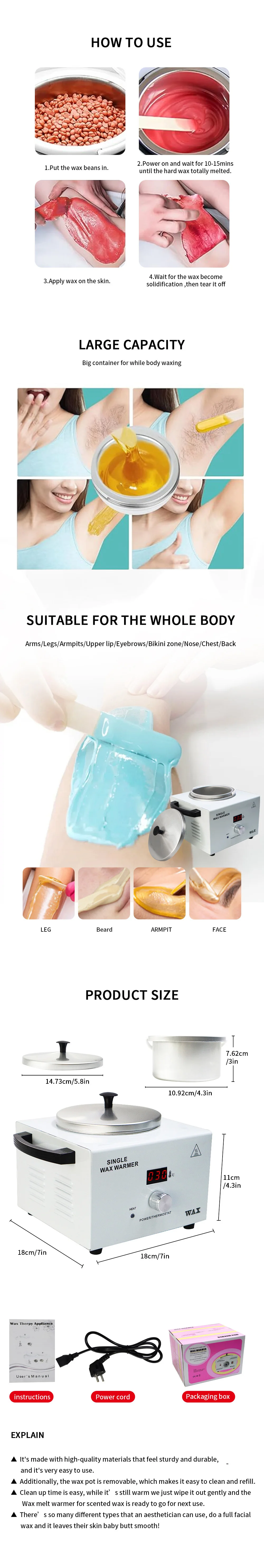 Description Picture 3 of itemHair Removal Wax Heater Convenient Paraffin Pot With Lcd Digital Display Private Area Care Bikini Hair Removal Device Spa Salon