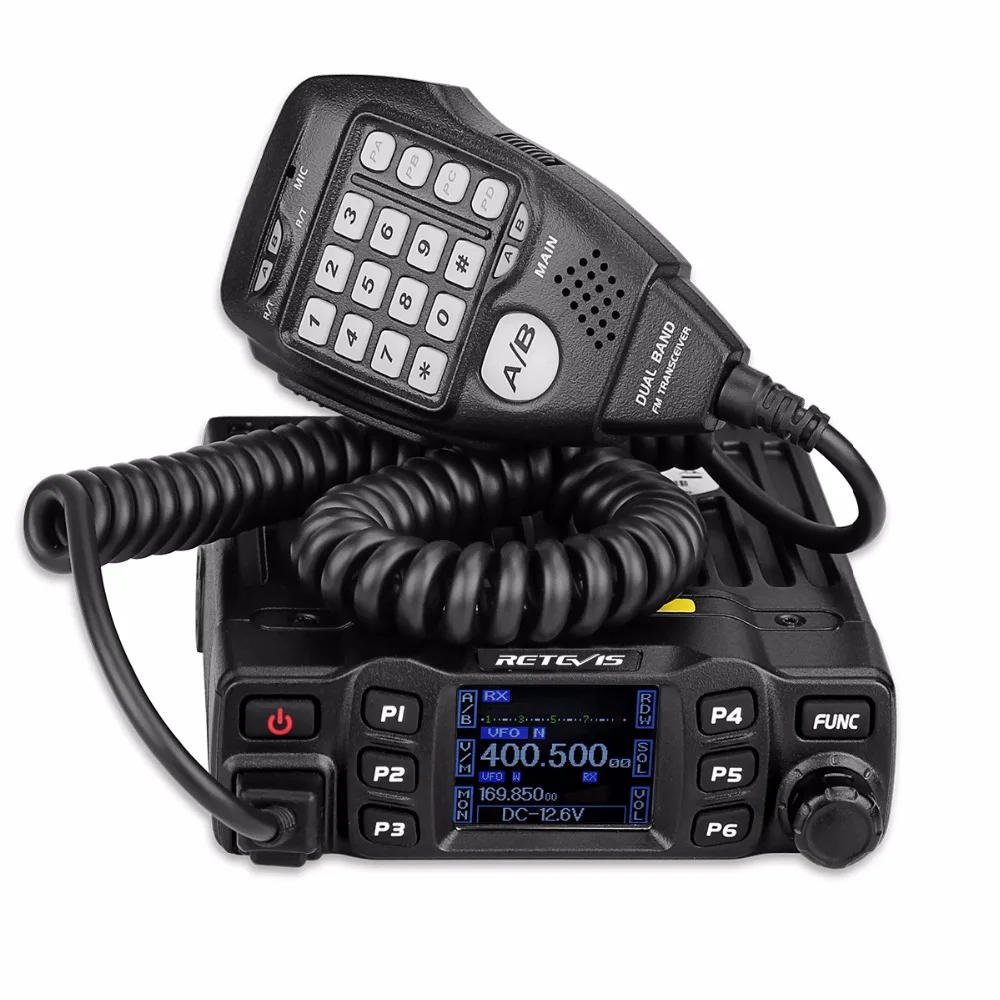 Retevis RT95 DTMF 모바일 차량용 무전기 듀얼 밴드 VHF/UHF 25W 컬러 LCD 차량용 워키토키+프로그램 케이블+안테나 마운트