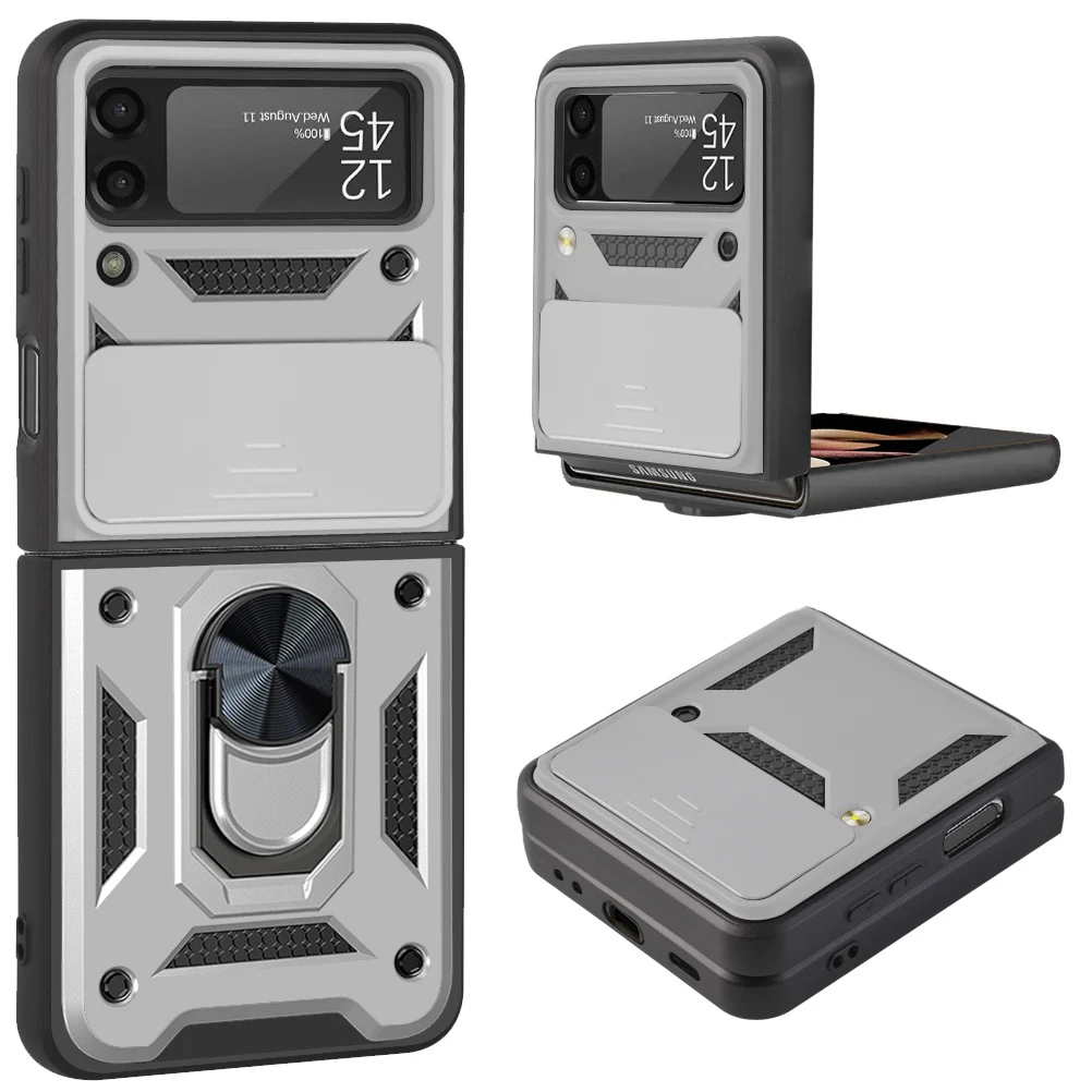 Enhanced Protective Camera Cover Case with Built-in 360° Rotating Ring Stand and Magnetic Shockproof Design
