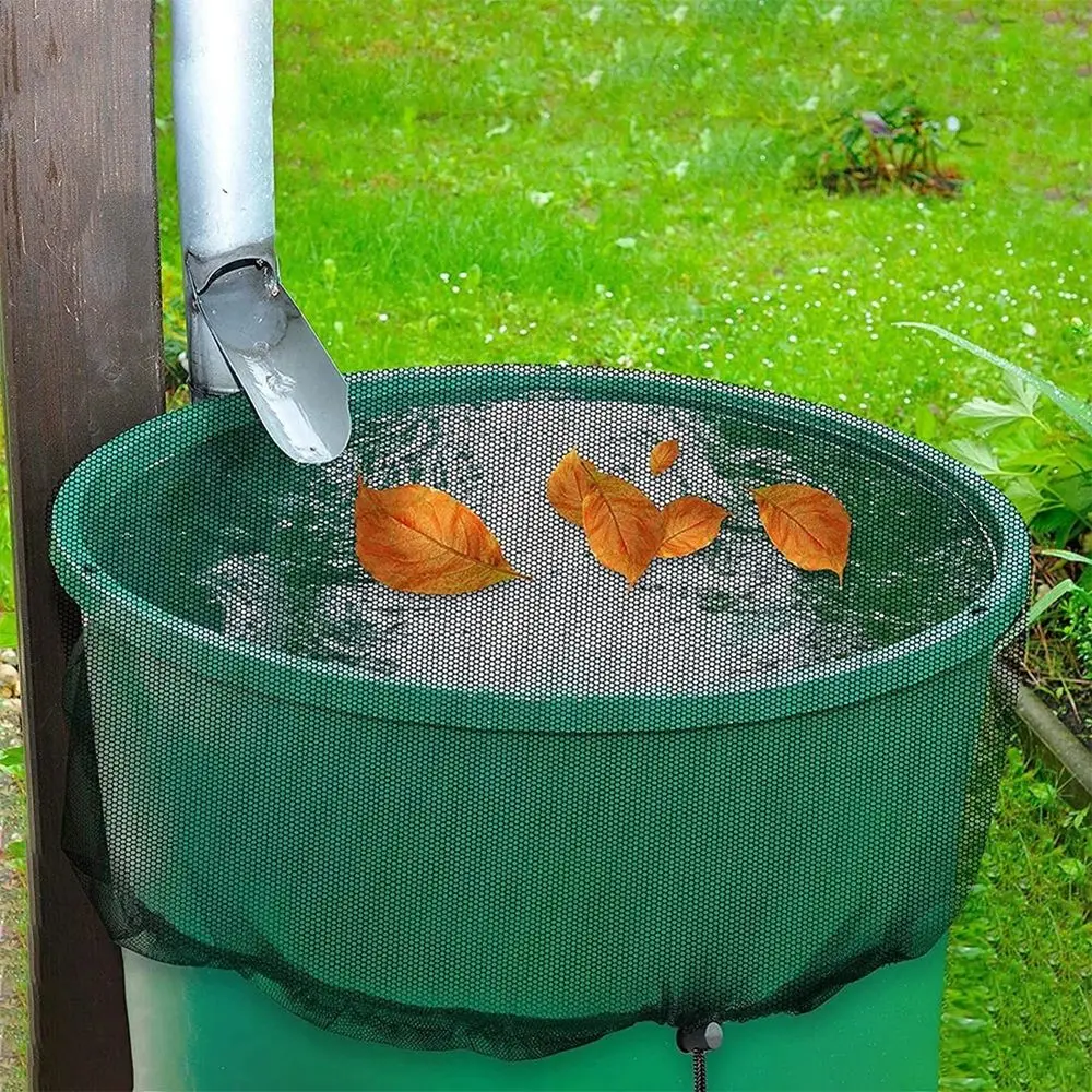 Gardening Tools Rainwater Filtration With Drawcord Rain Barrel Cover Filter Screen Catchment Net Protective Cover