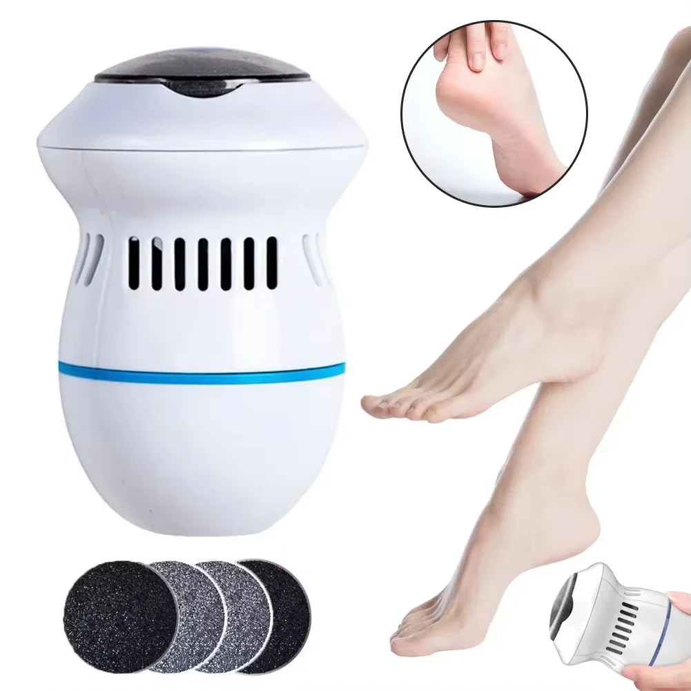 Electric Foot Grinder with Automatic Vacuum USB Rechargeable Two-speed Adjustment and 4 Grinding Heads Callus Dead Skin Removal, electric foot grinder