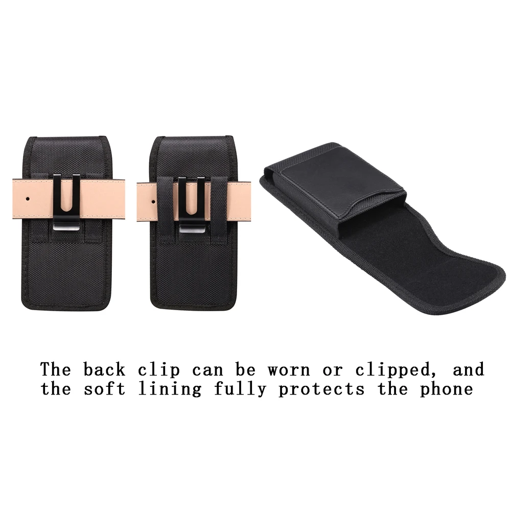 Universal Nylon Vertical Holder: Mobile Waist Bag Belt Clip Holster Case