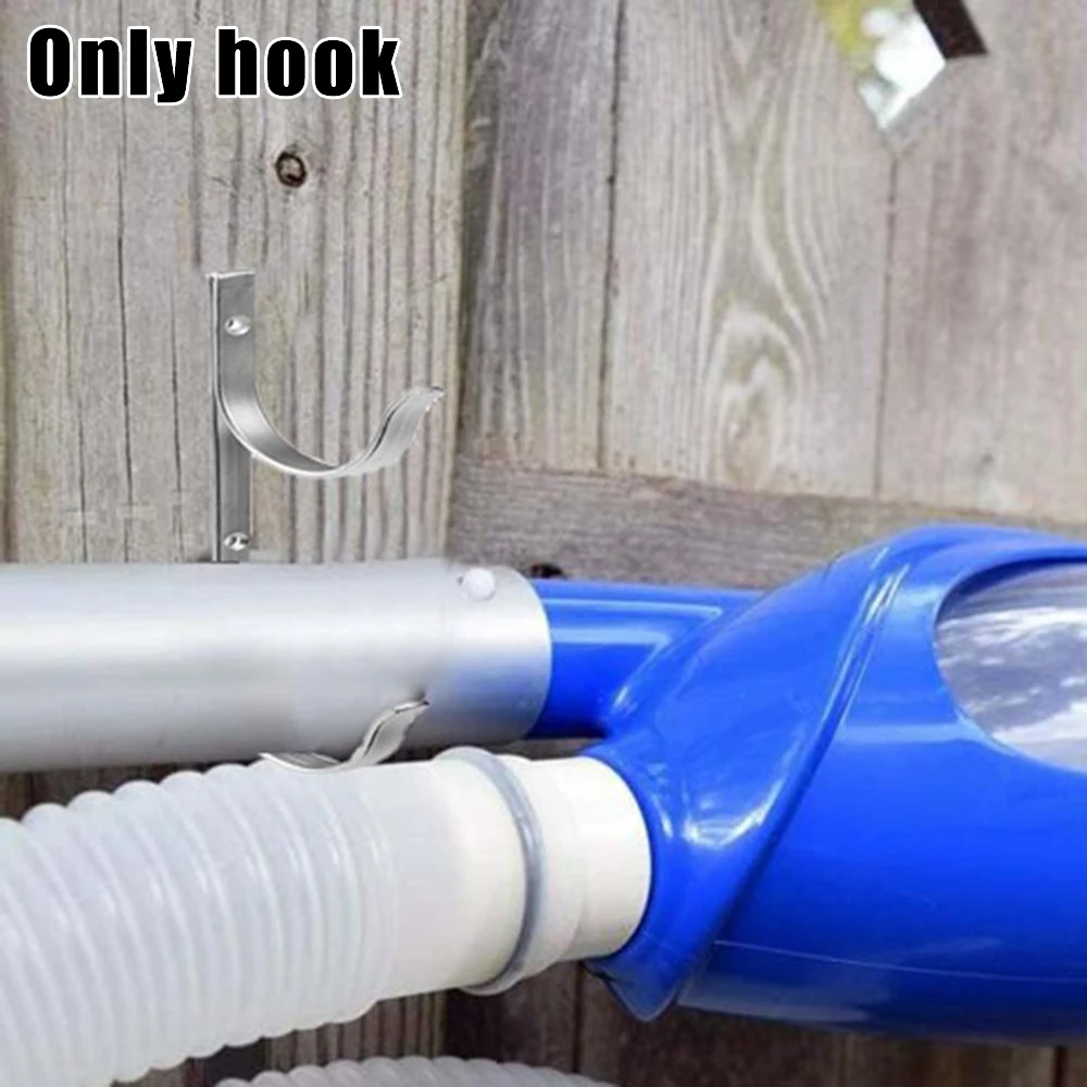 

Hook Pole Hanger Silver Swimming Pool 1 Pair Leaf rakes Leaf skimmers Organizer Set Supplies Telescoping poles