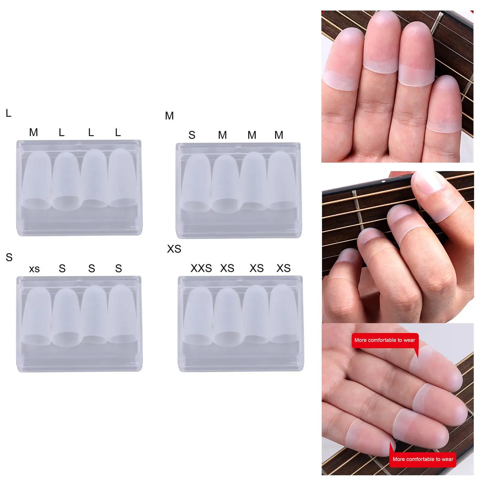 Silicone Covers for Guitar Fingertips, Set of 4 for Beginners