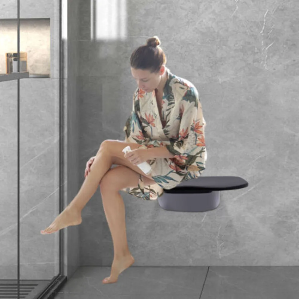 Bymaocar Folding Shower Seat Wall Mounted Easy to Clean Foldable Shower Chair 200kg Load-bearing for Disabled Elderly & Seniors