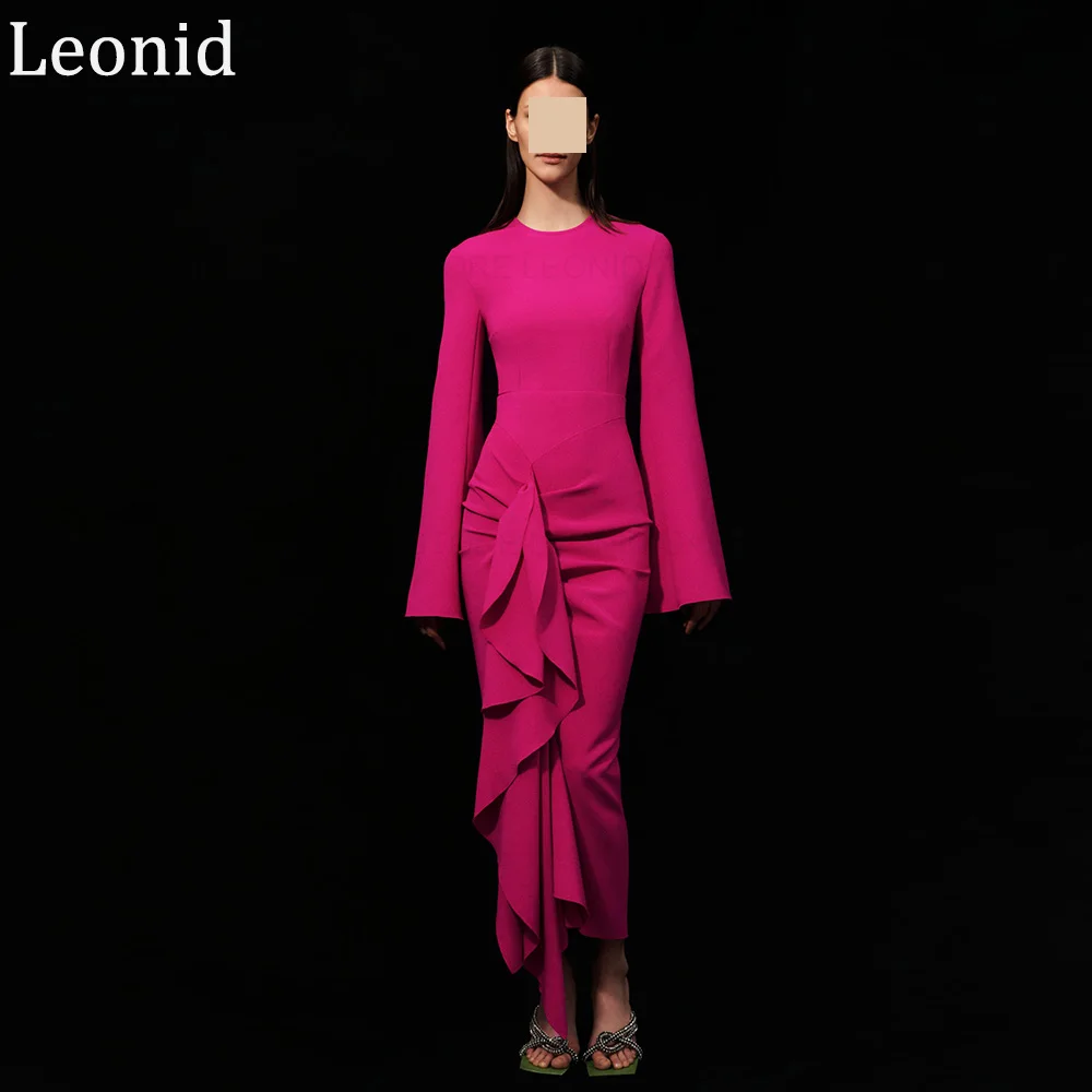 Formal Occasion Dresses Party Gowns Prom Dress Mermaid O-Neck Long Pleated Long Sleeves