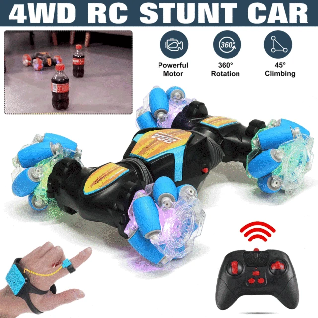 4WD 2.4G Stunt RC Car 360°Rotation Drift Gesture Induction Control Car Twisting Off-road Vehicle with Light Music Drift Toy Gift 1