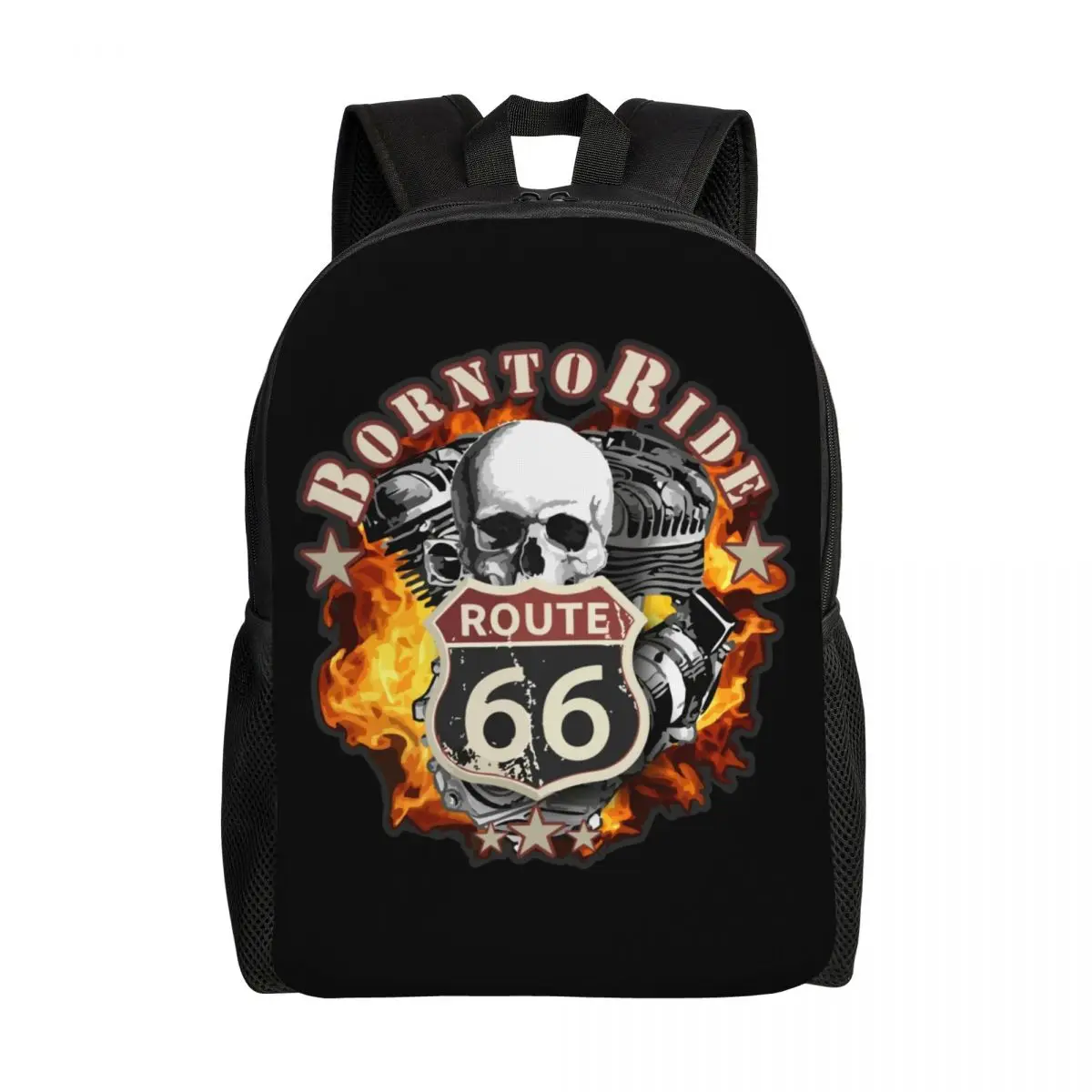 

Vintage Born To Ride Backpacks for School Student Bookbag Fits 15 Inch Laptop Route 66 for Chopper Motorcycle Riders Bags