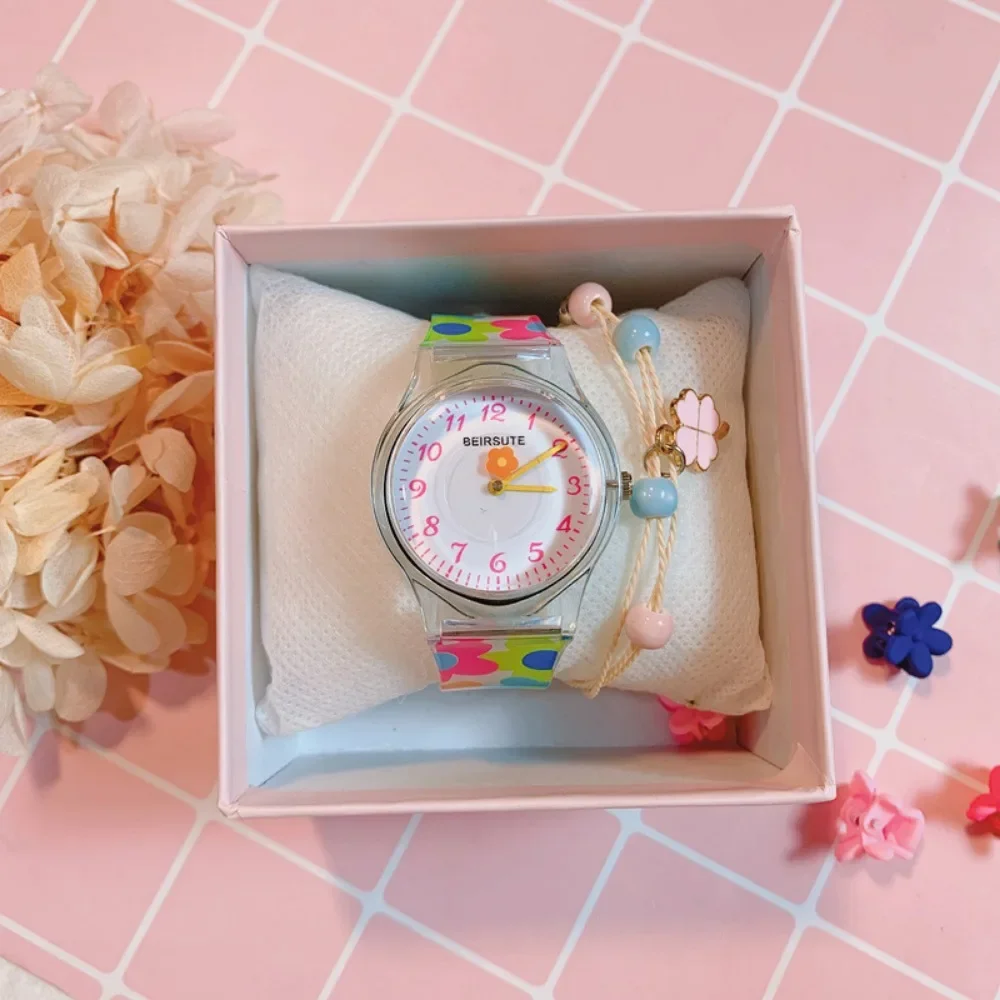 New Fashion Colorful Flower Watch for Girl Women Cute Cartoon Kids Watches Silicone Quartz Candy Color Children Wristwatch Clock 6
