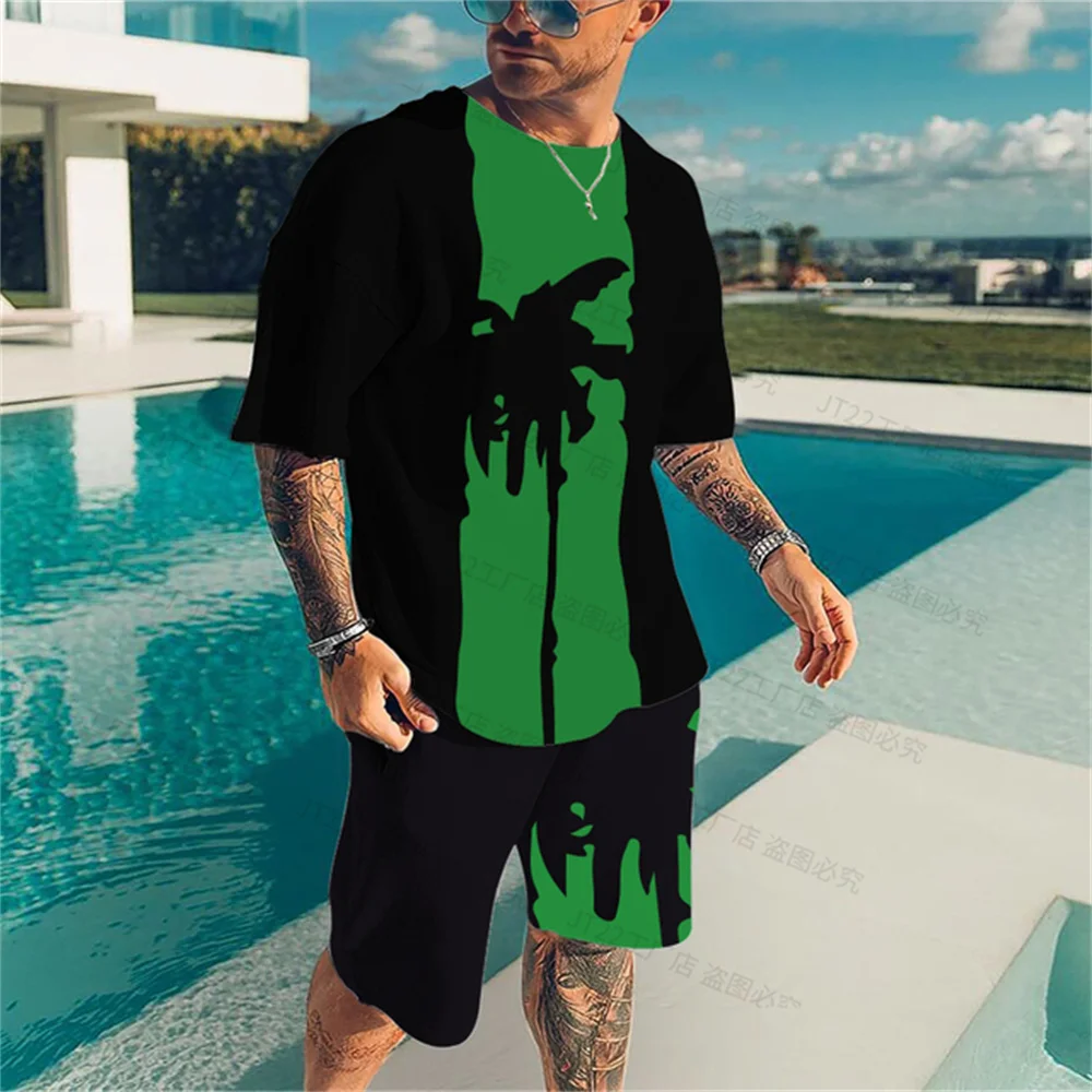 Summer Fashion Casual Hip Hop  Men's Suit Jogging Comfortable Street T-shirt Sportswear 2-piece 3D Printed  Personality Clothing