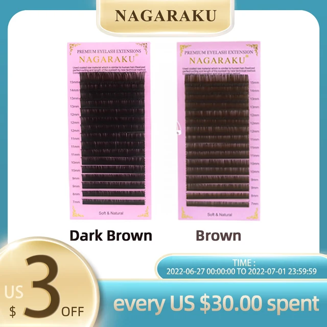 NAGARAKU Brown Eyelash Extension Maquillaje Makeup Individual Eyelashes High Quality Soft Natural Synthetic Mink 16 Lines 1