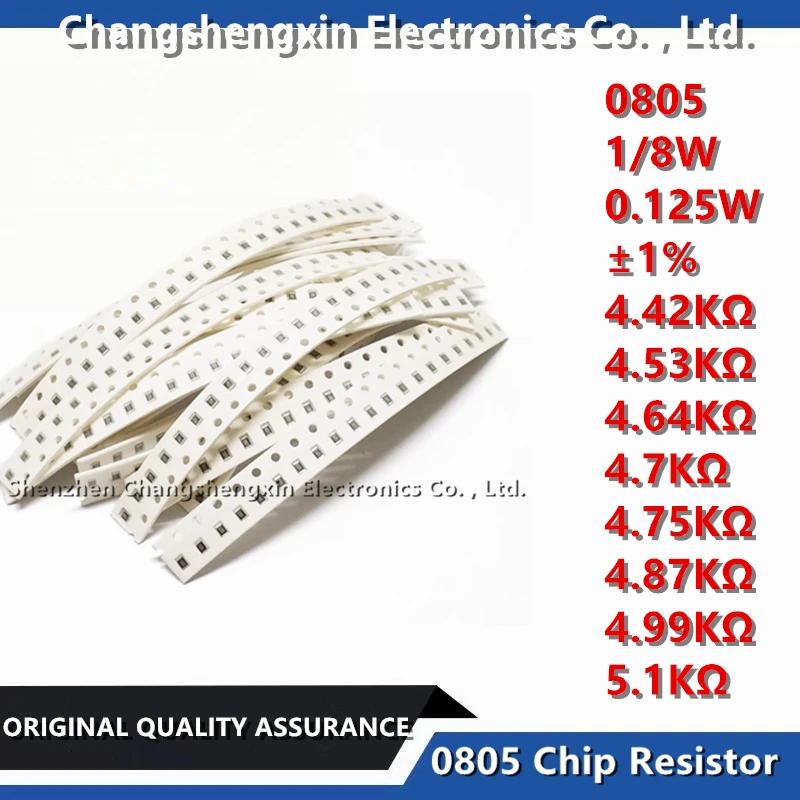 

100PCS 0805 SMT Chip Resistor 1/8W 0.125W Tolerance ±1% Tolerance 4.42KΩ 4.53KΩ 4.64KΩ 4.7KΩ 4.75KΩ 4.87KΩ 4.99KΩ 5.1KΩ Ohms
