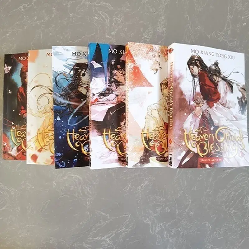 

7 BOOKS 1-7 English Novel Heaven Official Blessing Moxiang Copper Smelly Novel Comic Books + Postcard Gift