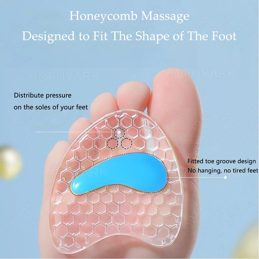 Soft Gel Forefoot Pads for Women High Heels Sandals Silicone Shoe Pads Insoles for Shoes Non-Slip Inserts Adjust Size Foot