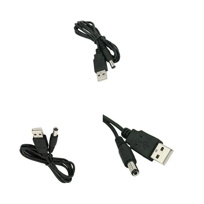 USB Port to 5.5mm / 2.1mm 5V DC Barrel Jack Power Cable Connector