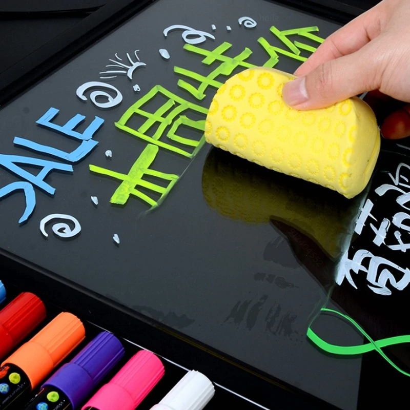 Highlighter Marker Haile Liquid Chalk Erasable LED Fluorescent Marker Pen For Whiteboard Advertisement Chalkboard
