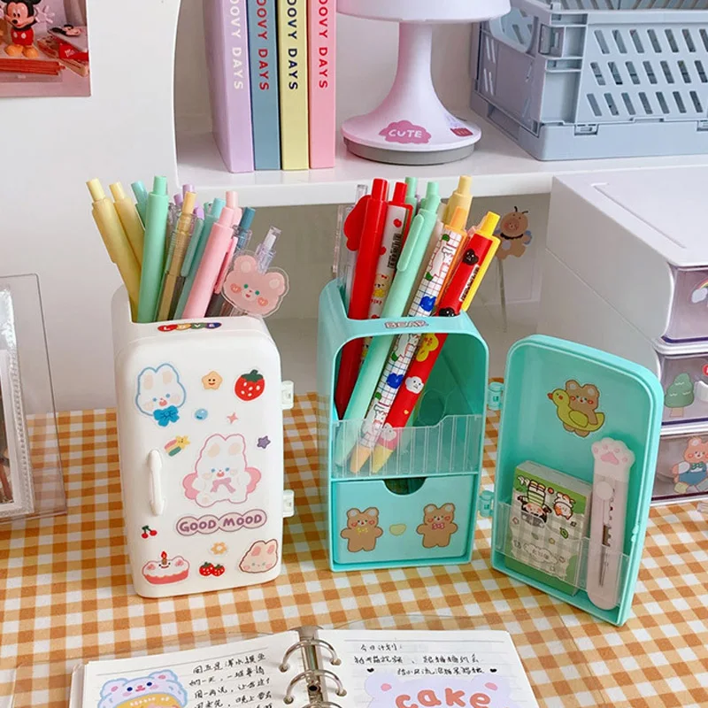 

Kawaii Organizer Refrigerator Pen Holder Student Cute Large-capacity Desktop Stationery Storage Creative Tube Sweet Pencil Case