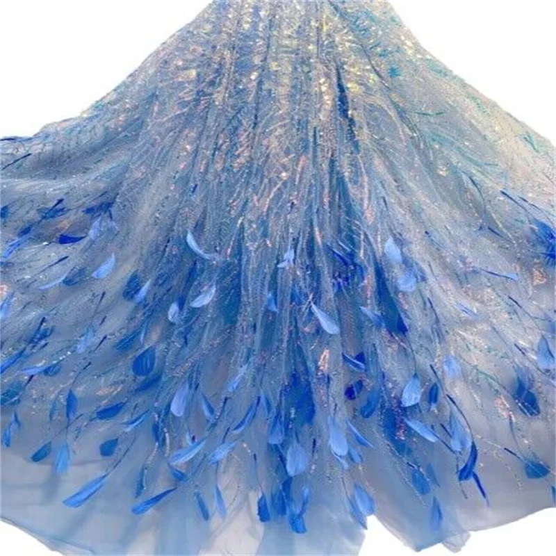 

3D Sequence African Lace Fabric 5 Yards Embroiderd Nigerian Lace Fabric High Quality Laces Groom Tulle French Lace For Drees