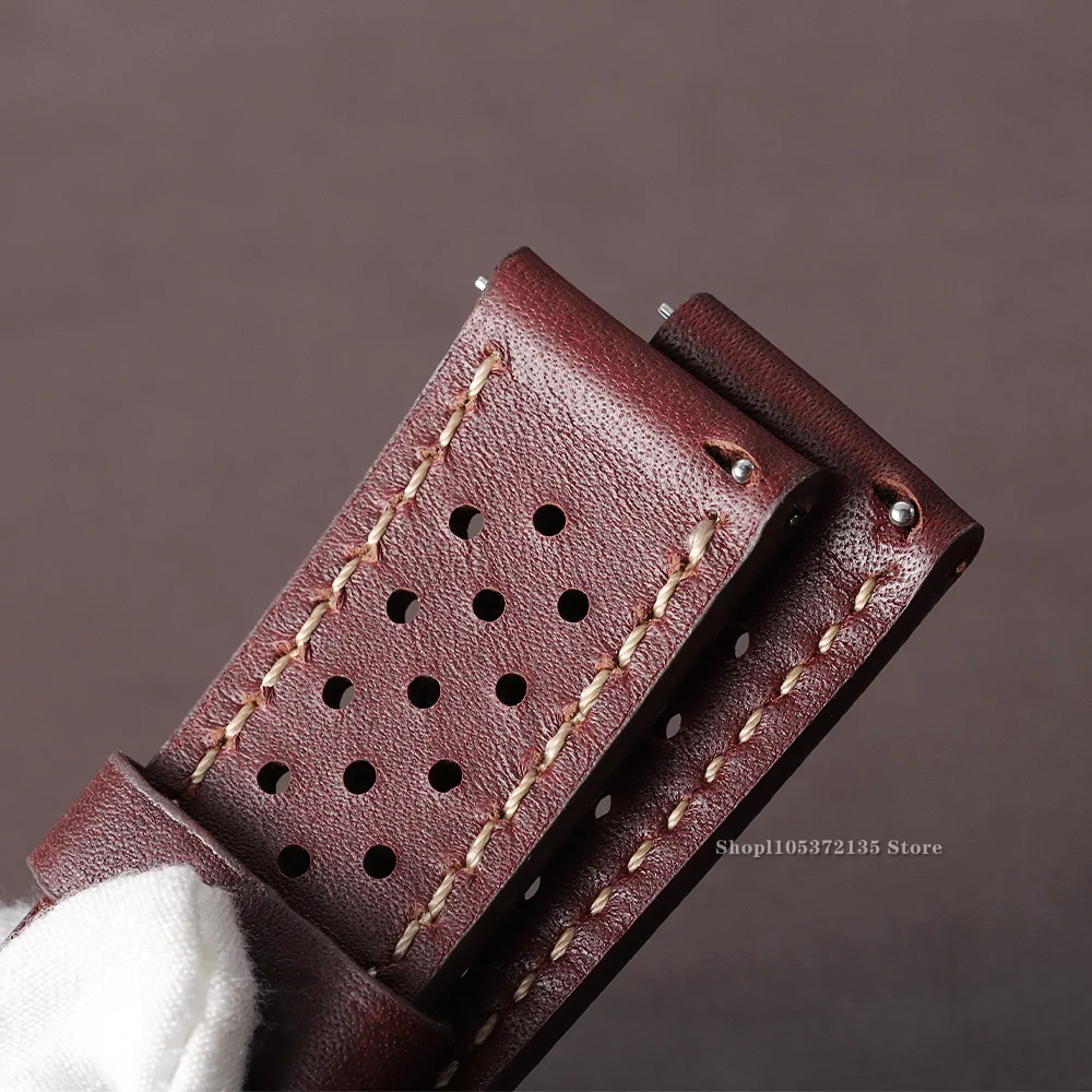 Timeless Cowhide Leather Watch Strap - Quick Release, Breathable Design
