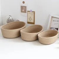 면 끈 수납함 Nordic Cotton Rope Woven Storage Baskets Organize Boxs Desktop Sundries Organize Basket Sundries Key Cosmetics Storage 4