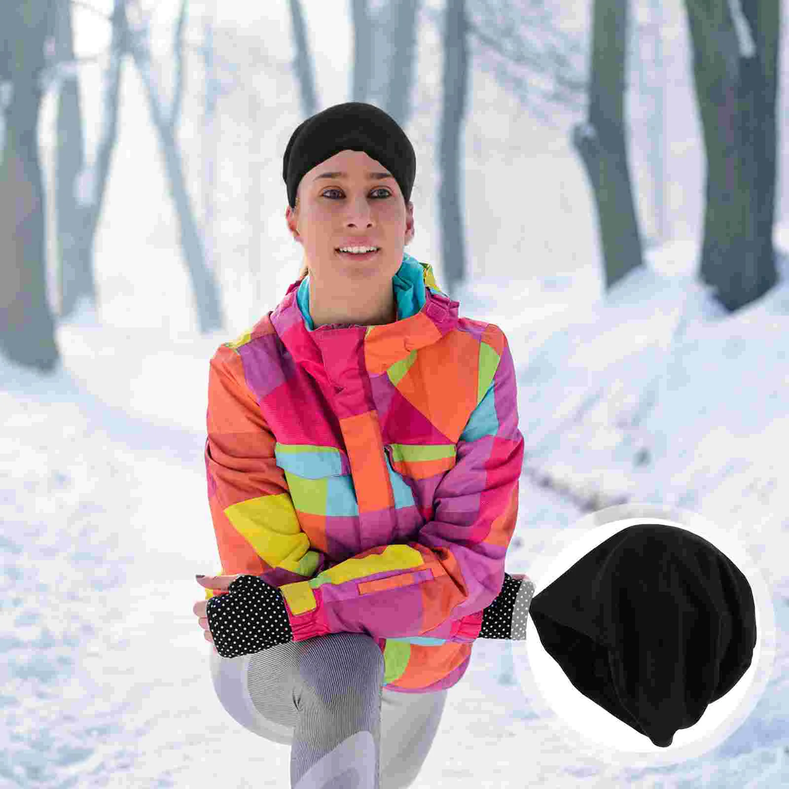 Double Layer Ski Knitted Hat Child Hats for Men Polyester Winter Accessories Women
