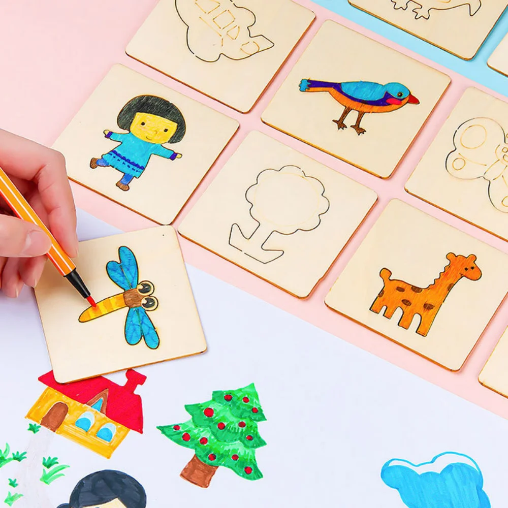 20pcs Montessori Kids Drawing Toys Wooden DIY Painting Stencils Template  Craft Toys Puzzle Educational Toys for kids Gifts - AliExpress