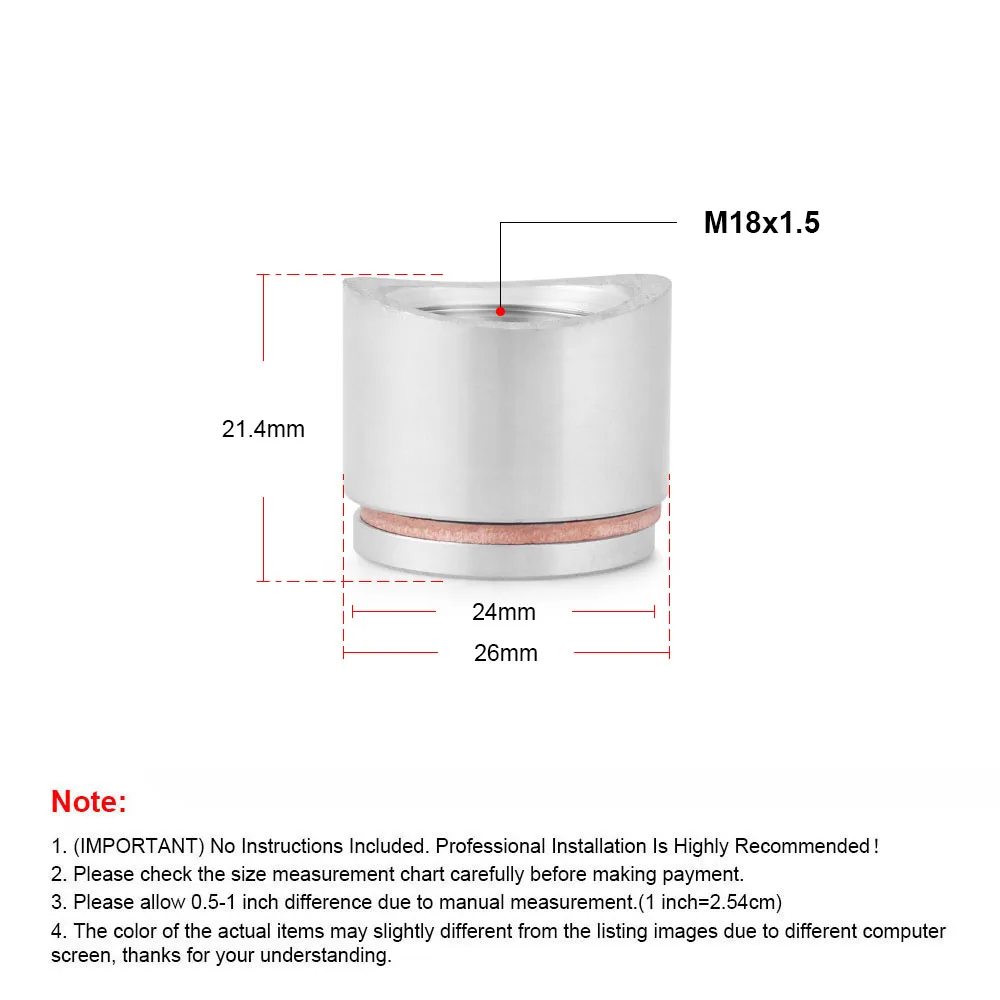 O2 Sensor Bung Stainless Steel Oxygen Mounting Bungs and Plugs Adapter M18 x 1.5 Thread Exhaust Weld in Bung With 6