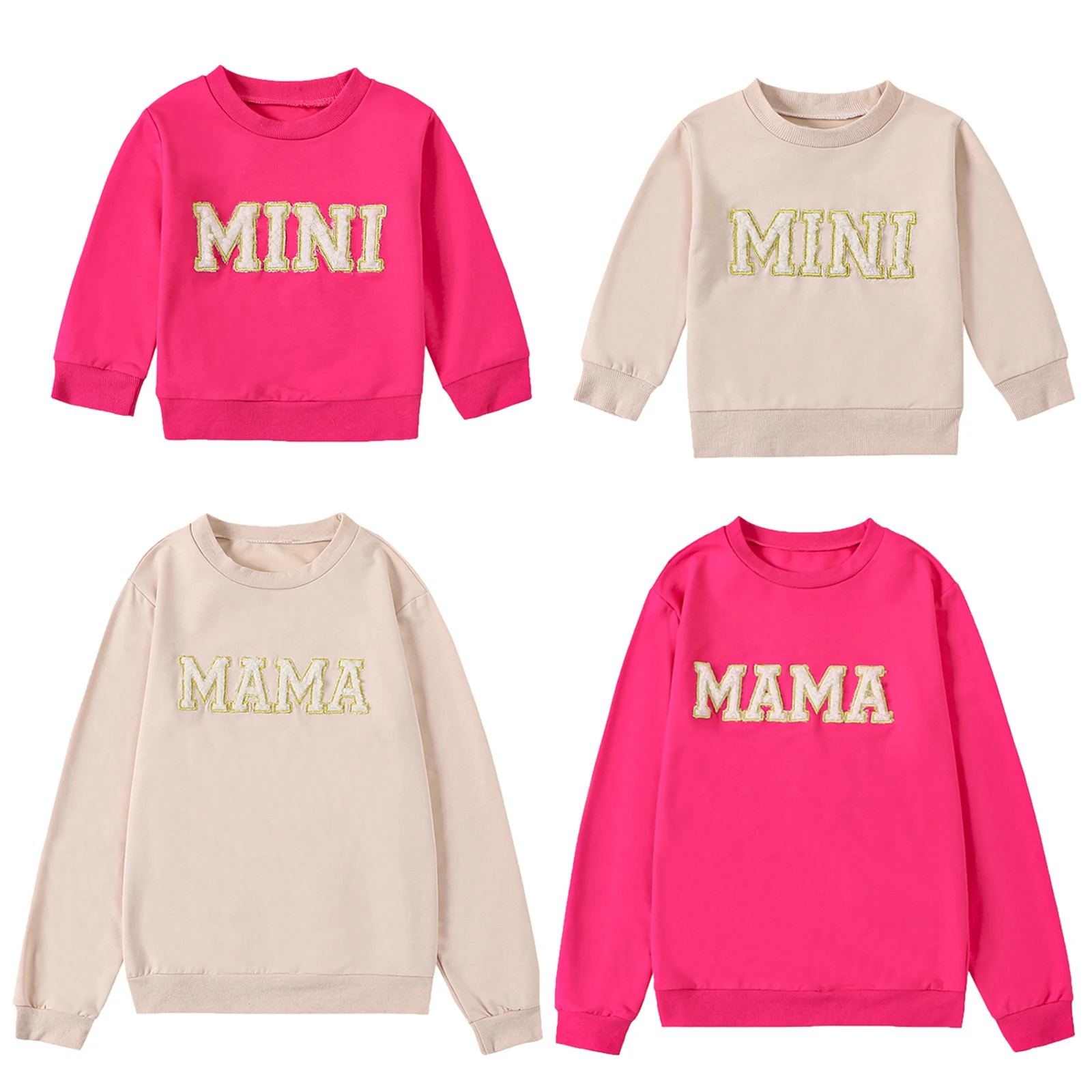 Citgeett Spring Mommy and Me Matching Outfits 0-3Y Letter Embroidery Long Sleeve Pullovers Fall Sweatshirt Tops