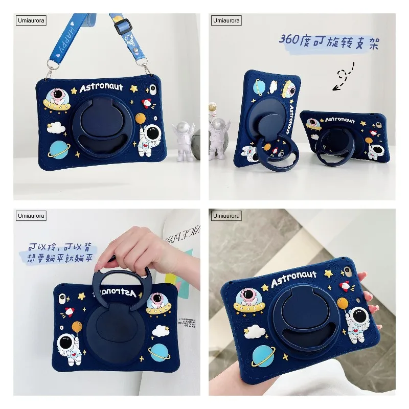 Cartoon Kids Silicone Stand Tablet Cover for 10.9-12.4 Inch Devices