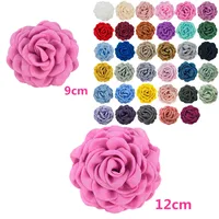 30PCS 3.5" 4.7" Burned Petal Rose Flowers Girls Chiffon Floral Bow Clips Barrettes For Crafts Clothing Wedding Decorations TH258