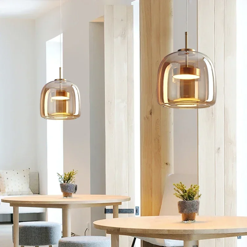 Nordic LED Glass Pendant Lights Modern Luxury Hanging Chandeliers Lighting Fixtures Restaurant Pendant Lamp Luminaire Suspension with led chandelier ceiling chandelier