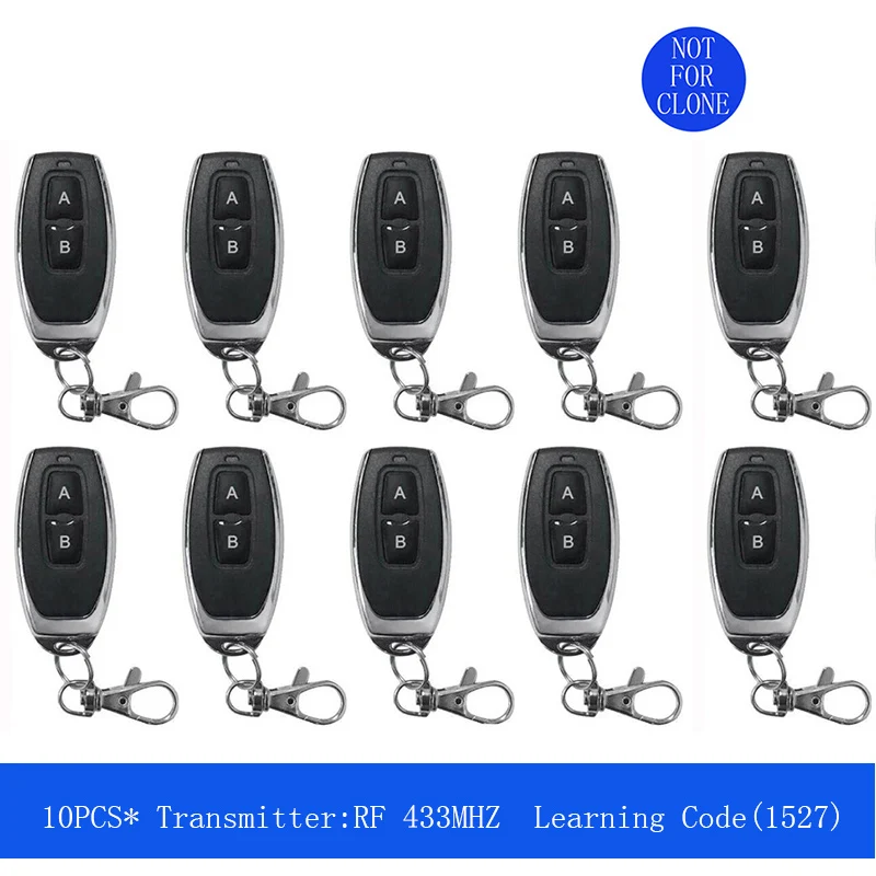 

433 MHz RF Remote Control Learning Code 1527 EV1527 For Gate Garage Door Controller Alarm Key 433mhz Included Battery