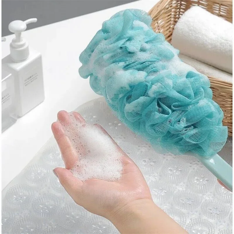 New Body Bath Shower Scrubber Brushes Long Handle Hanging Soft Mesh Back Sponges Bathroom Shower Brush Body Cleaning Accessories 2