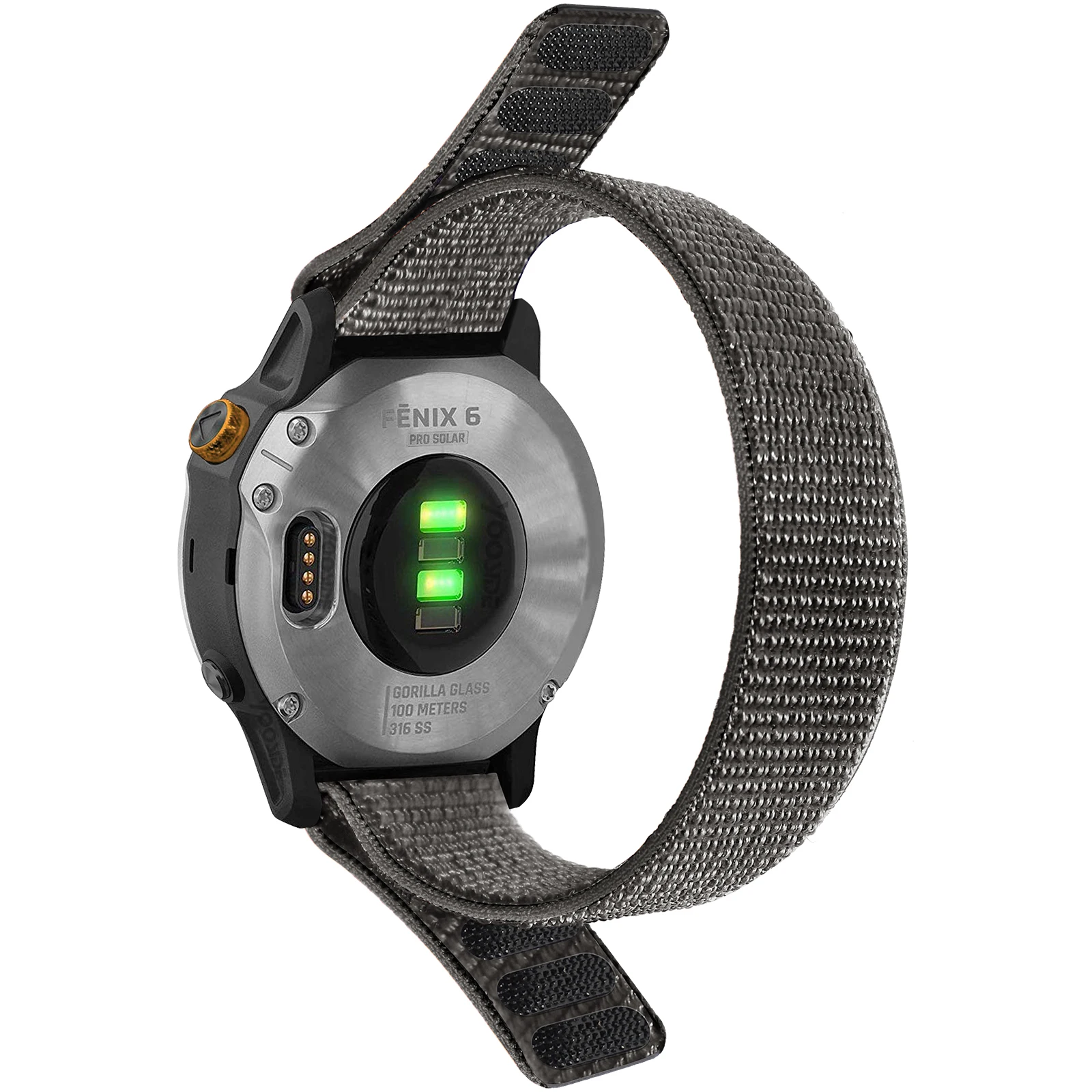 Ultralight Woven Nylon Hook Loop Watch Strap, 22mm