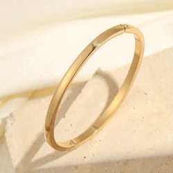 Elegant Stainless Steel Women's Bracelet - Simple, Smooth, and Rust - Proof Jewelry Gift (Gold Color 4mm)