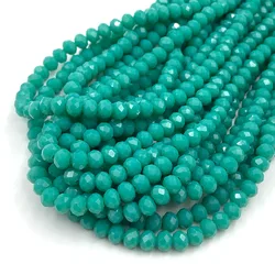 Vibrant Blue - Green Crystal Beads for Jewelry Crafting - Rondelle Faceted Glass Spacer Beads for DIY Bracelets (Solid mint green)