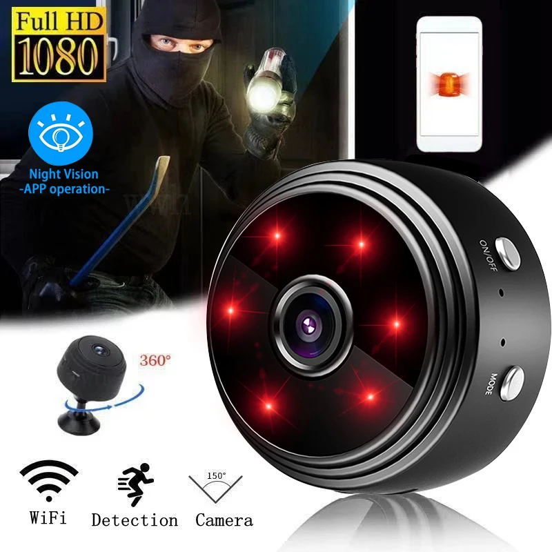 A9HD1080PMiniIPCameraWiFiHomeSecuritySurveillanceNanny