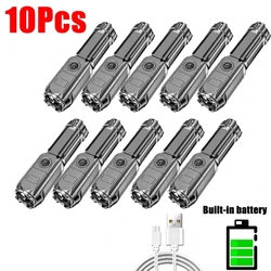 High-Performance USB Rechargeable LED Flashlight - Portable, Zoomable, Camping Light with 3 Lighting Modes for Outdoor and Emergency Use (10PCS)