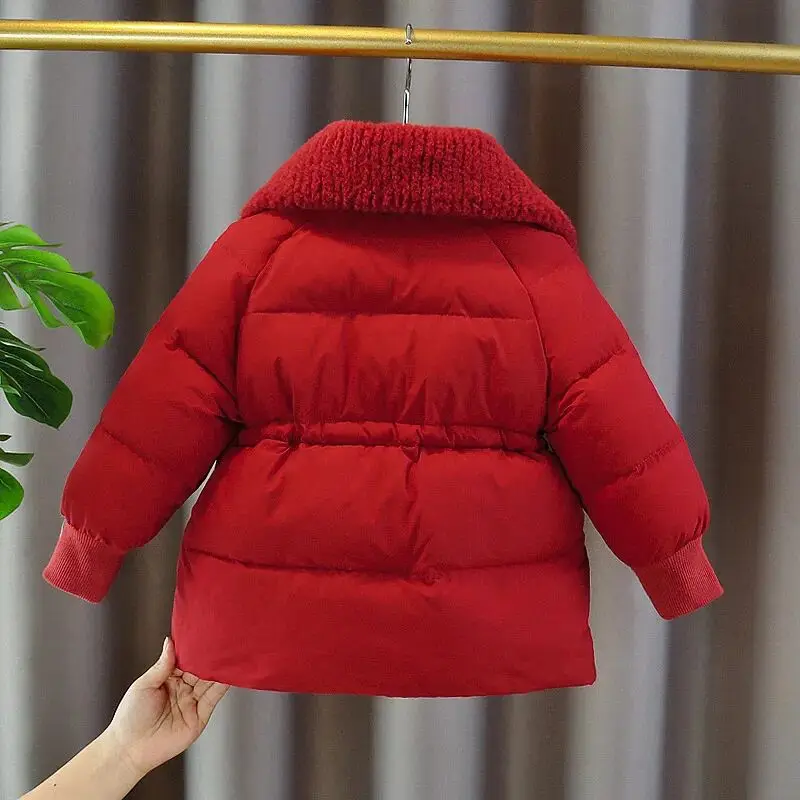 0-5Y Girl Velvet Thick Jackets Winter Children's Parka Warm Cotton-Padded Outerwear Baby Thickening Coat Clothes