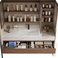 Luxury Rock Plate Bathroom Cabinets Intelligent Mirror Household Wash Up Bathroom Cabinets Open Washbasin Furniture Gabinetti JT 3