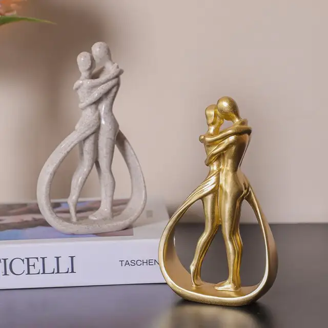 Statue de Couple Amoureux, Figurine de Baiser, Couple Romantique, Décorations Esthétiques, Sculpture Moderne, Décor pour la Maison, Salon 2