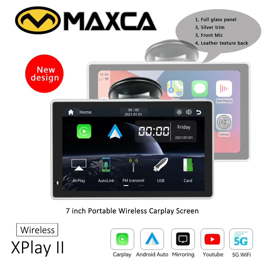 

MAXCA XPlay II портативный беспроводной Carplay экран Apple Airplay Беспроводной Android Авто Autolink 7-дюймовый мультимедийный плеер