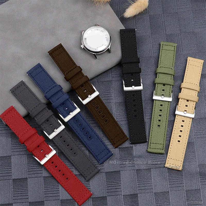 Canvas Nylon Quick Release Watch Strap with Pin Buckle