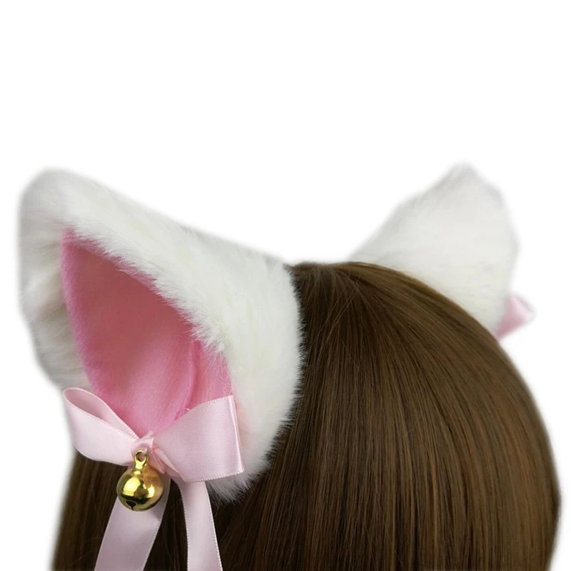 Cat Ears Bell Hair Clip Fox Long Fur Hairpins Headwear Cosplay Anime Costume Halloween Party Gifts Hair Accessories 2pcs anime hair accessories,anime ear clips