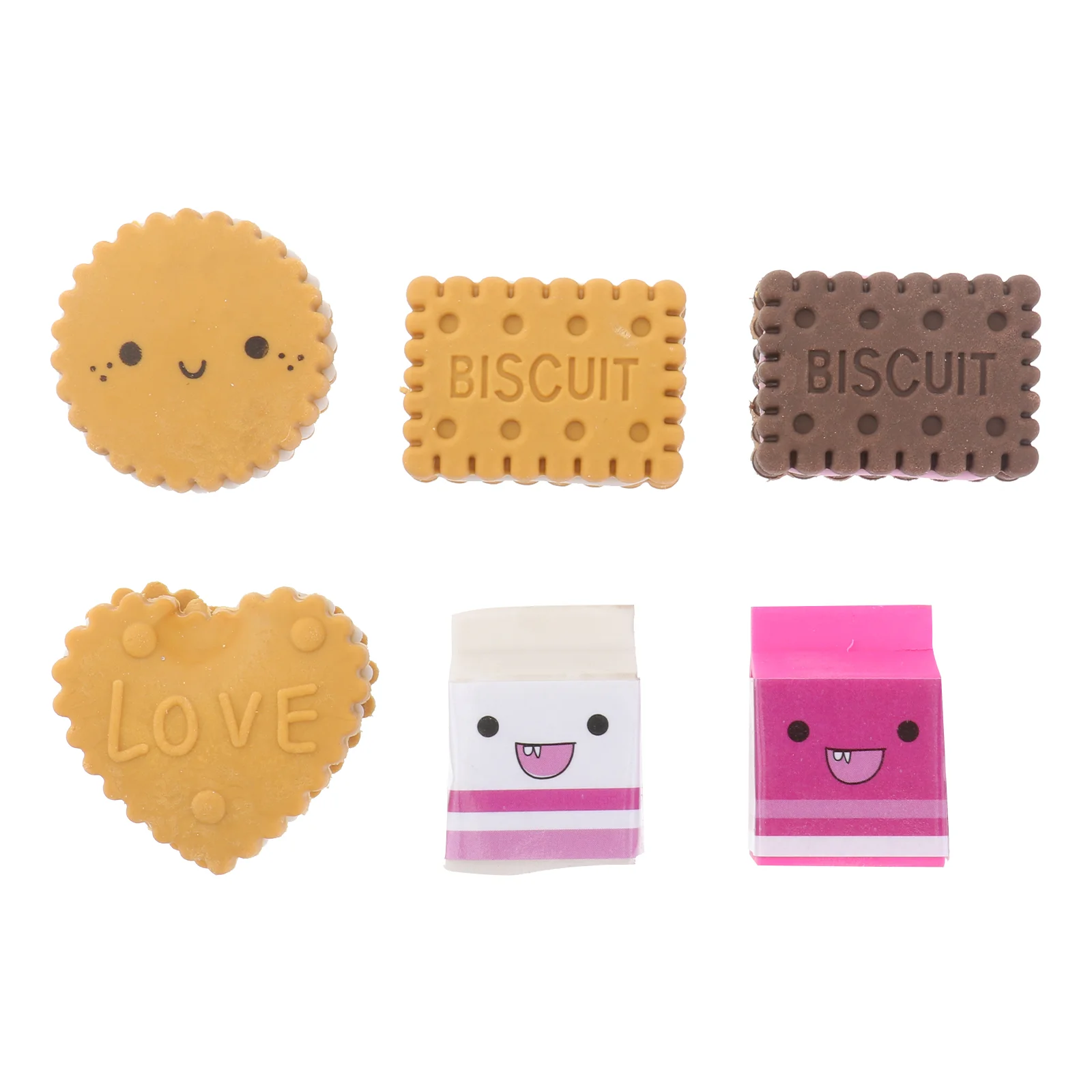 

Box-packed Kawaii Milk Cookies Biscuit Erasers School Stationery Supplies Creative Gift for Kids Children Students