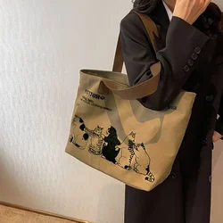 Women's Fashionable Canvas Tote Bag - Spacious & Durable with Zipper Closure (Khaki)